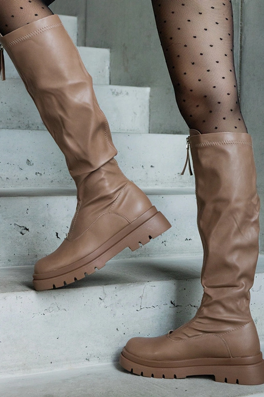 Botas marrons em couro ecológico de...