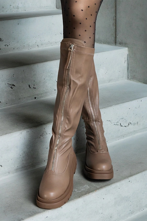 Botas marrons em couro ecológico de...