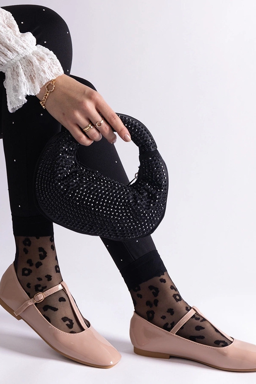 Sapatilhas de couro envernizado bege...