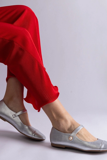 Bailarinas de bico de verniz prateado com fecho de velcro Jaures