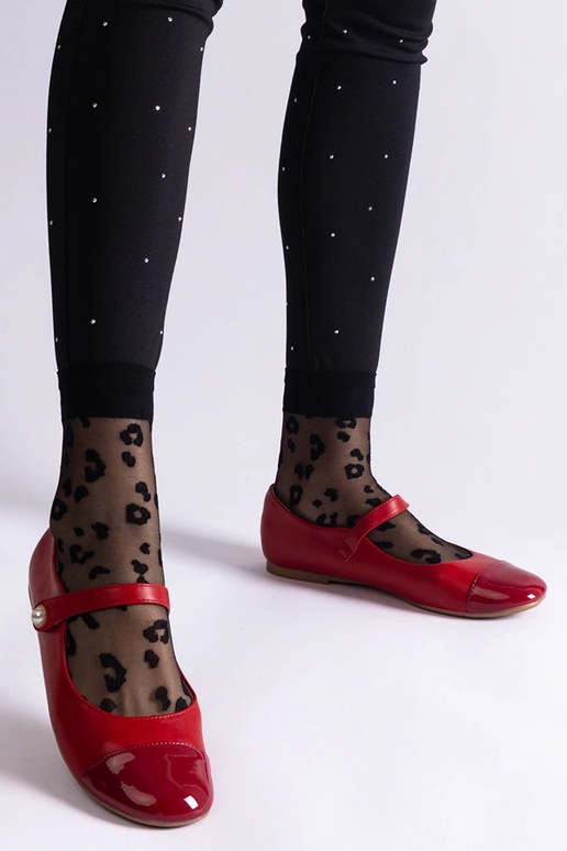 Bailarinas de verniz vermelho com...