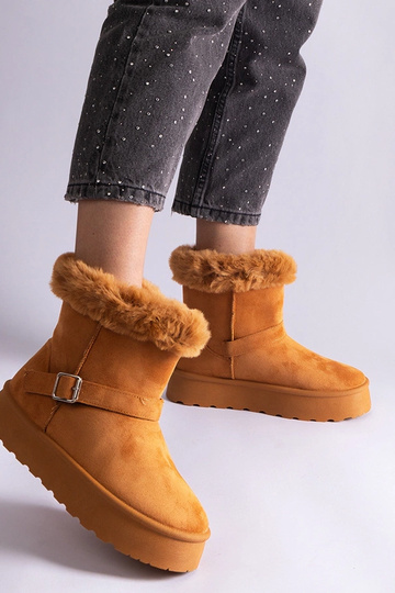 Botas de neve marrons com isolamento e decoradas com pele Iglesia 2