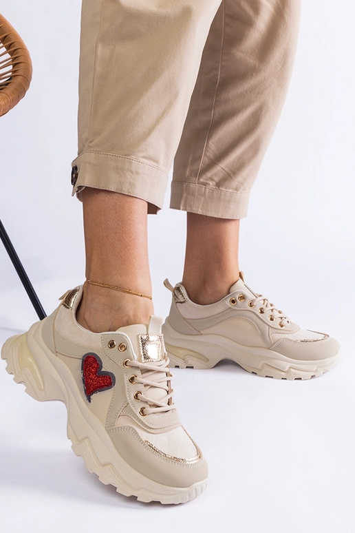 Tênis plataforma Martinez Heart bege