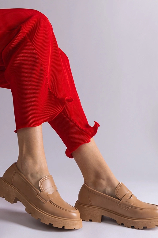 Mocassins femininos bege escuro em...