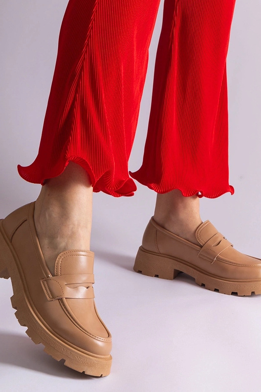 Mocassins femininos bege escuro em...