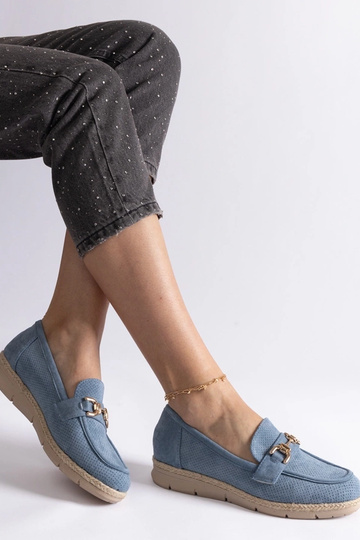 Sapatos femininos azuis de camurça sintética Sandoval 2