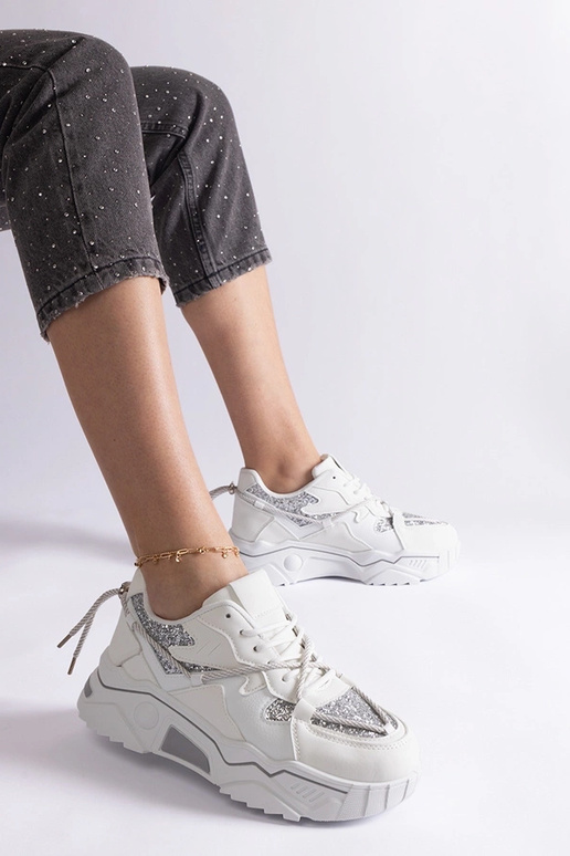 Tênis feminino branco com glitter Agar
