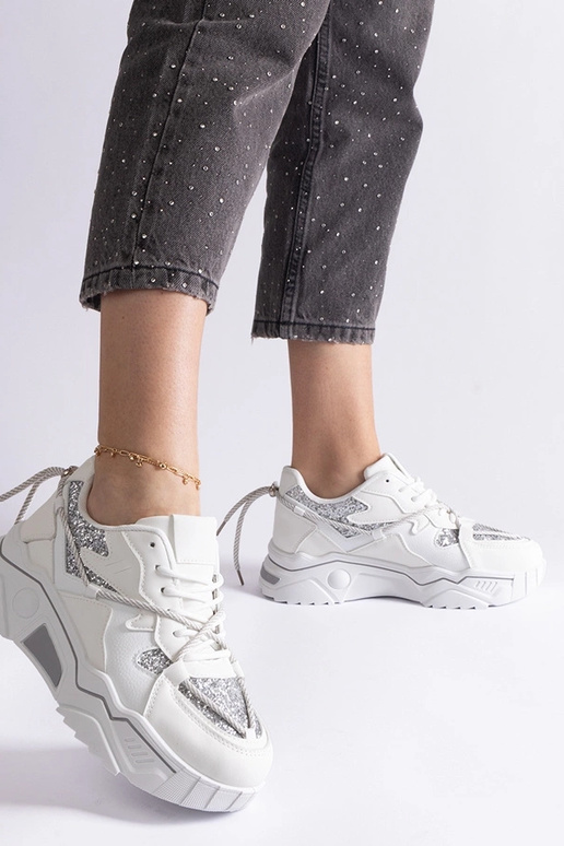 Tênis feminino branco com glitter Agar