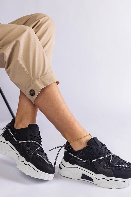 Tênis feminino preto com glitter Agar