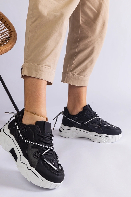 Tênis feminino preto com glitter Agar