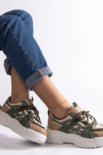 Tênis feminino Alva verde e bege