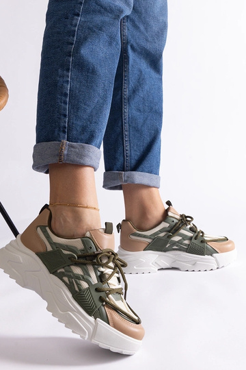 Tênis feminino Alva verde e bege 2