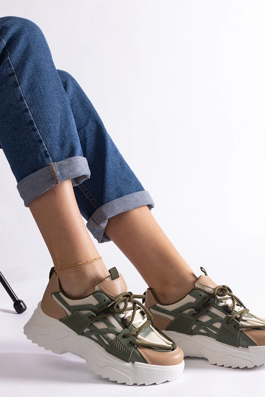 Tênis feminino Alva verde e bege