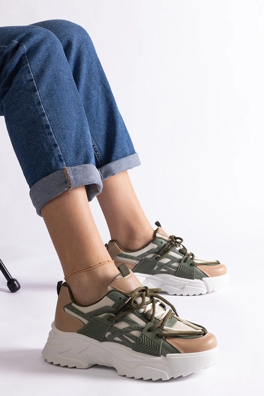 Tênis feminino Alva verde e bege