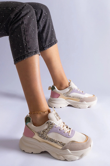 Tênis multicoloridos com apliques de glitter Clorinda