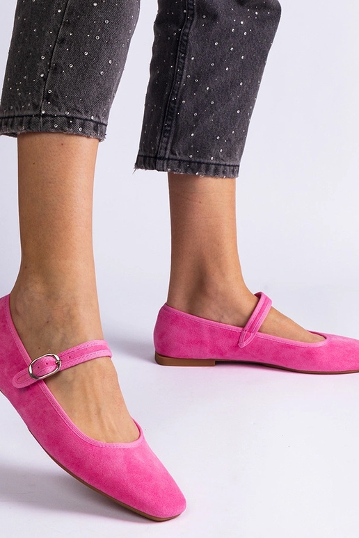 Bailarinas rosa escuro com fecho de...