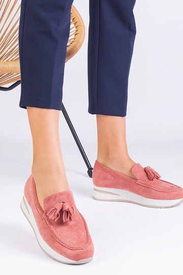 Mocassim plataforma feminino rosa com decoração Selerina 2