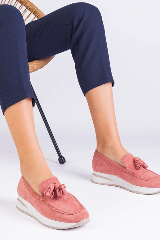 Mocassim plataforma feminino rosa com...