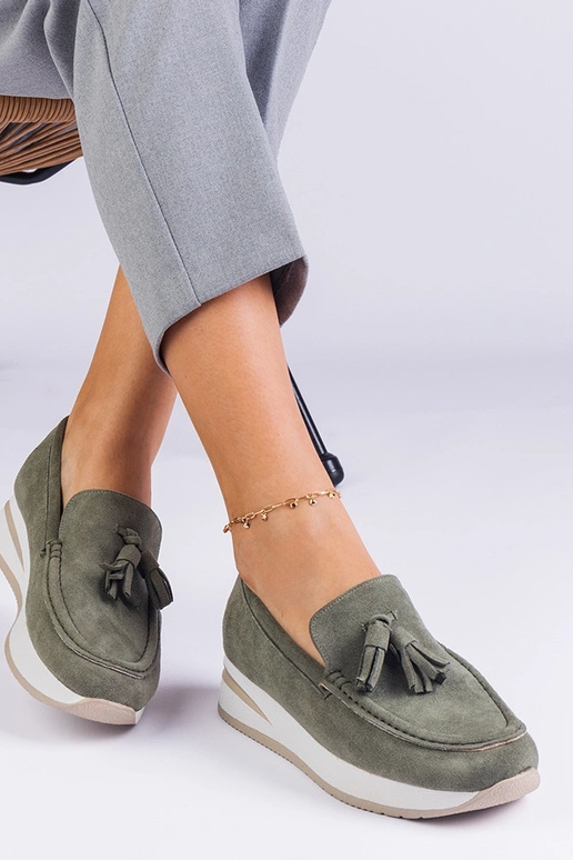 Mocassim plataforma feminino verde...