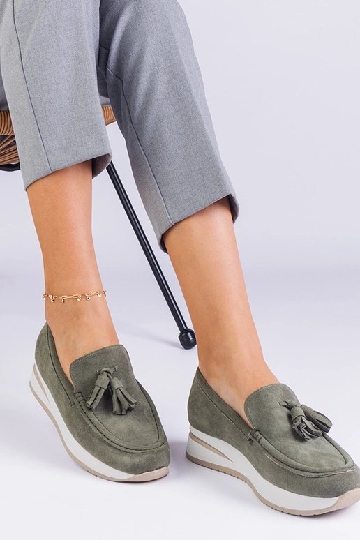 Mocassim plataforma feminino verde...