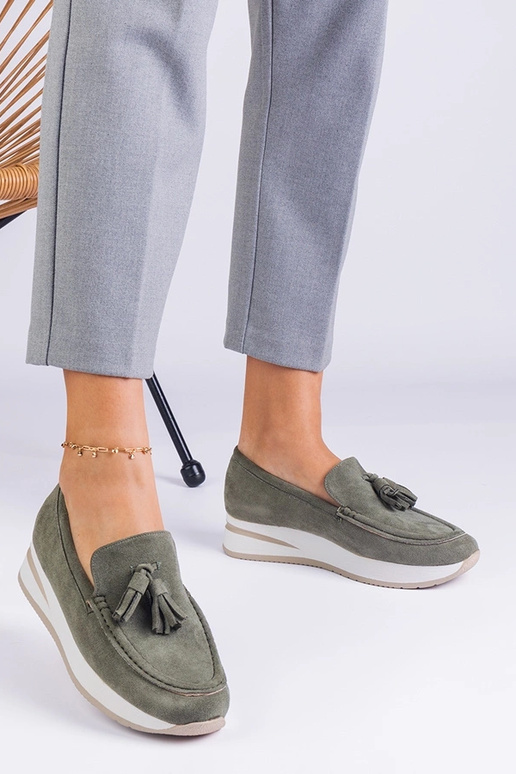 Mocassim plataforma feminino verde...