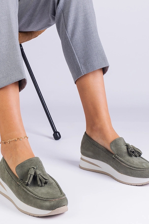 Mocassim plataforma feminino verde...