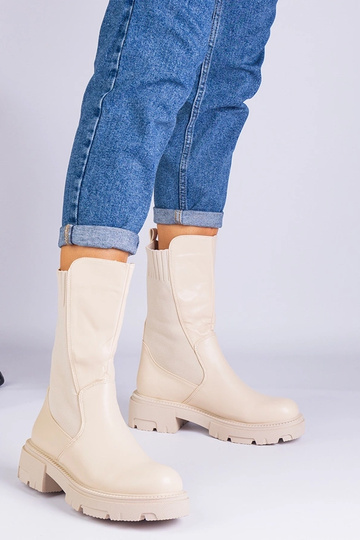 Botins bege com aplicação... 2