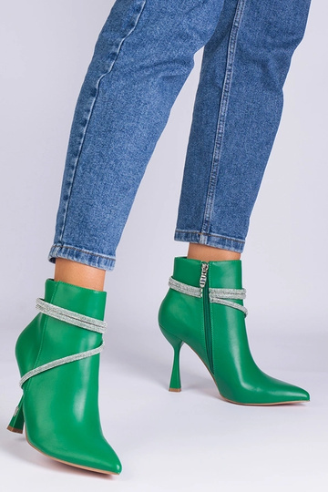 Botins verdes de salto alto decorados com zircões Fantagaro 2