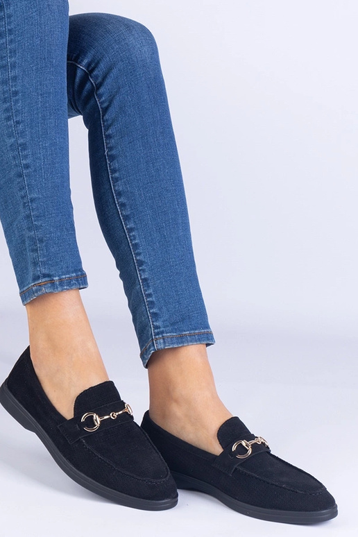 Sapatos de camurça preta com detalhes...