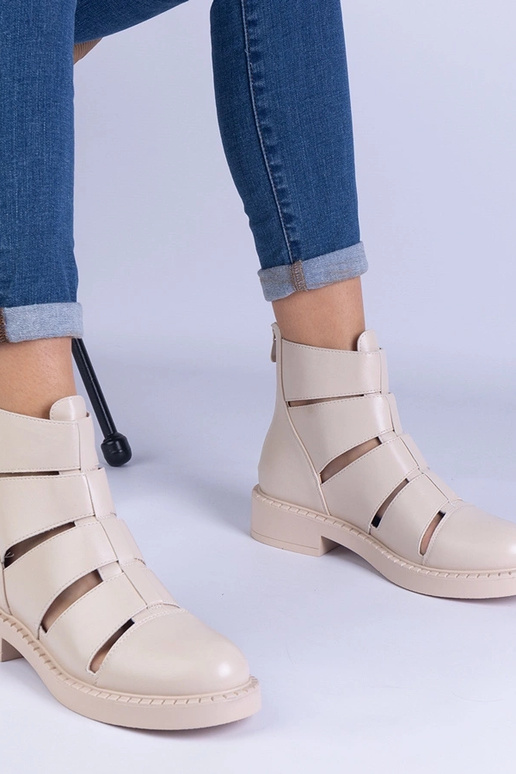 Botas bege de couro ecológico com...