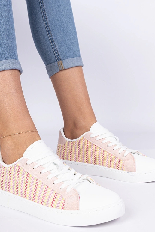 Tênis femininos rosa de material...