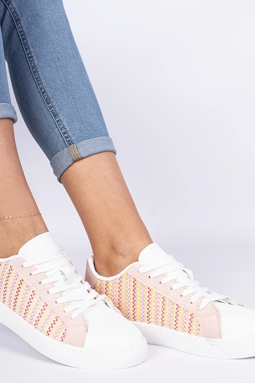 Tênis femininos rosa de material...