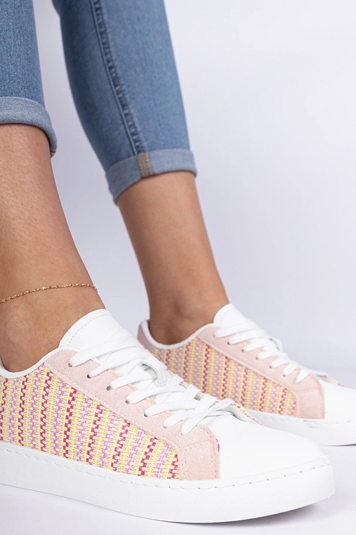 Tênis femininos rosa de material...