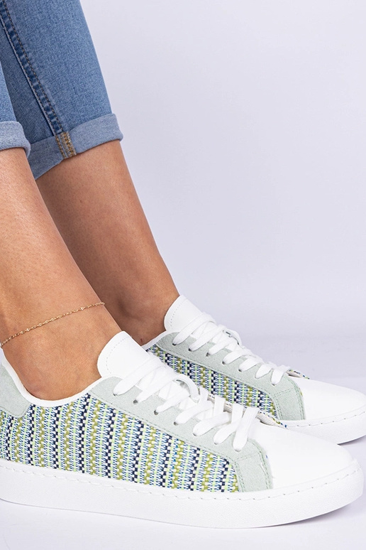 Tênis femininos verdes de material...