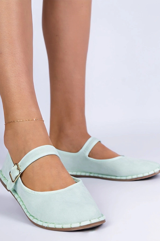 Bailarinas femininas verdes com fecho...