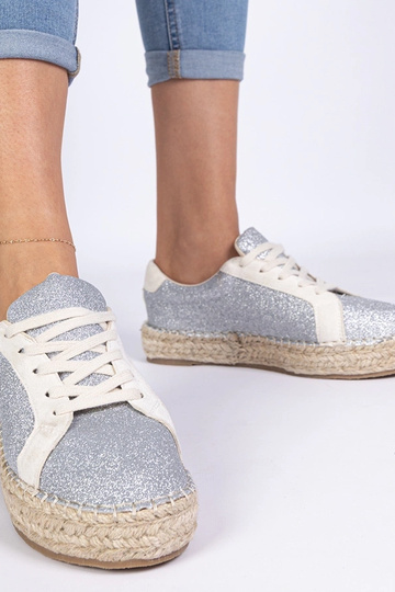 Espadrilles prateadas femininas decoradas com glitter Taredo