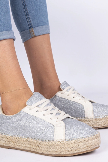 Espadrilles prateadas femininas decoradas com glitter Taredo 2