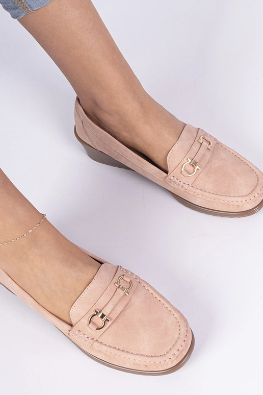 Mocassins femininos rosas em anabela...