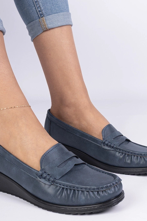 Mokasyny azuis femininos com salto...