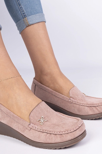 Mocassins femininos rosa com plataforma de camurça sintética Sarimi 2