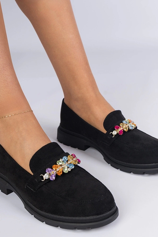 Mokasyny pretos femininos decorados...