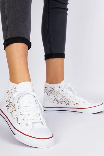Tênis feminino branco com recortes Lesli 2