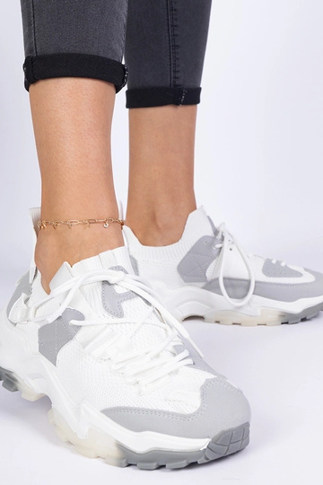 Tênis feminino branco com cano de meia Milada
