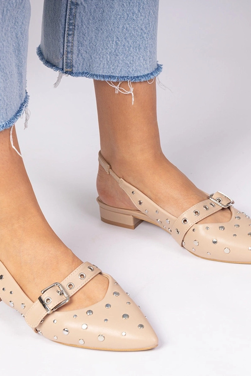 Sapatos de balé beiges femininos com...