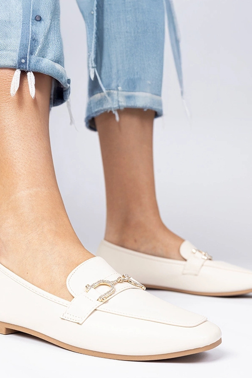 Mokasyny elegantes bege com zircônias...