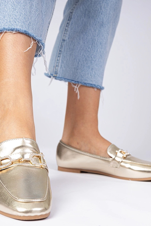 Mokasyny elegantes dourados com...