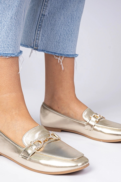 Mokasyny elegantes dourados com...