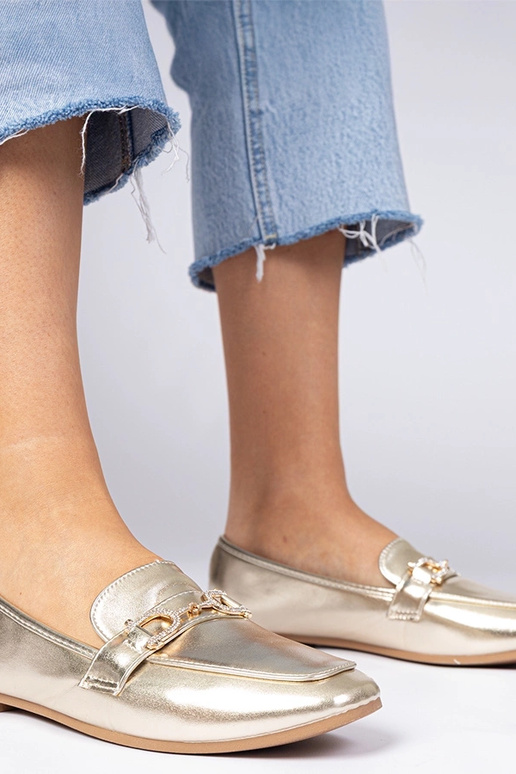 Mokasyny elegantes dourados com...