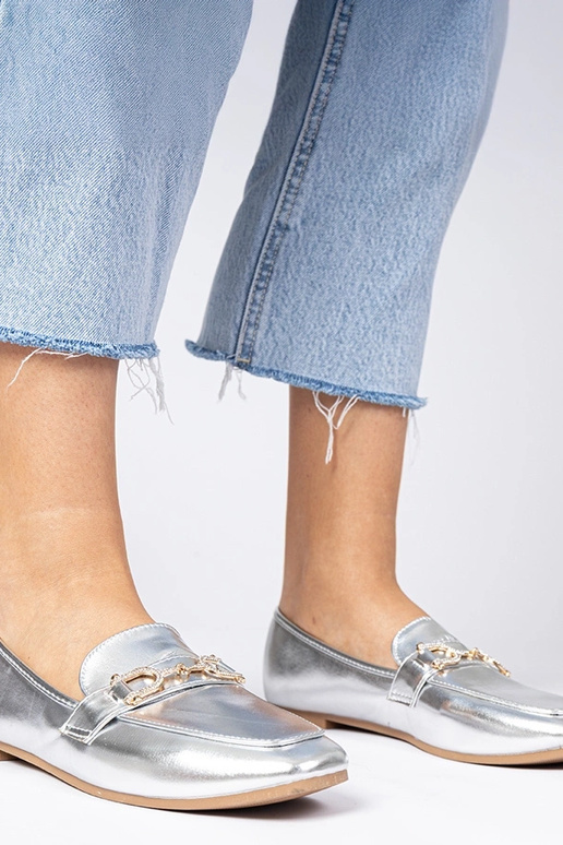 Mokasyny elegantes prateados com...
