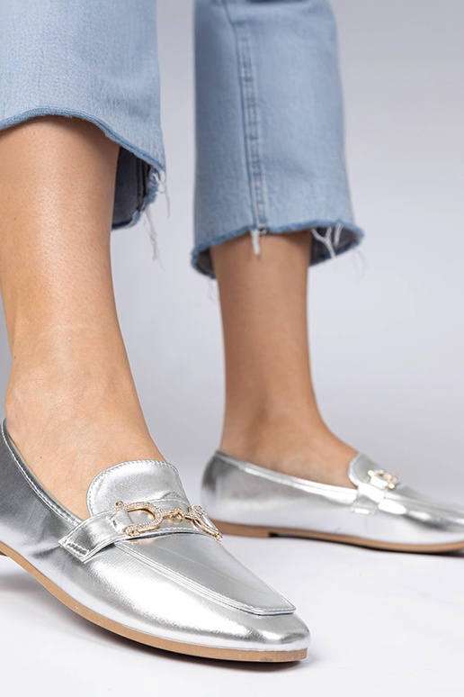Mokasyny elegantes prateados com...